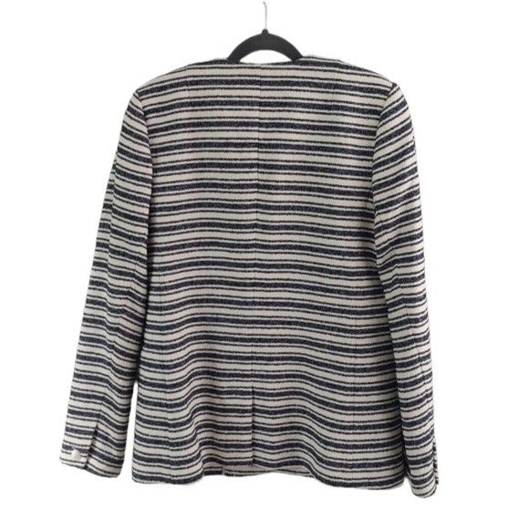 Cole Haan Striped Cotton Blazer Jacket Womens 8 One Button Blue White - Picture 8 of 8